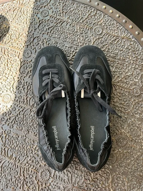 NEW JEFFREY CAMPBELL STEPPER FLAT IN BLACK WHITE 9 - Picture 9 of 11